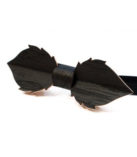 Bow tie in wood, Leaf in black Marsh Oak