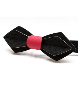Bow tie in wood, Nib in black & pink Maple