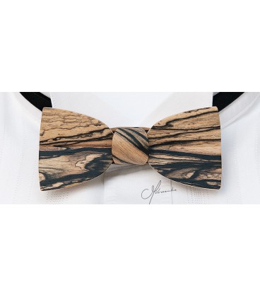 Bow tie in wood, Mellissimo in white Ebony - MELISSAMBRE