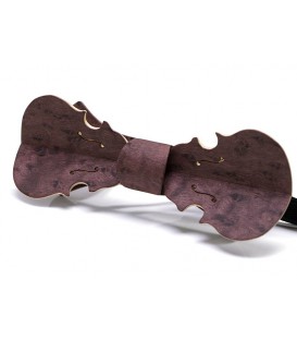 Bow tie in wood, Violin in purple tinted pearly Maple - MELISSAMBRE
