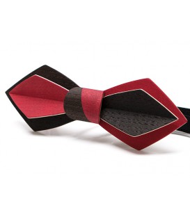 Bow tie in wood, Red and Coffee - MELISSAMBRE