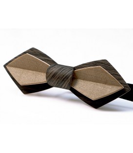 Wooden bow tie, Nib in Marsh Oak & bronze tinted Maple - MELISSAMBRE
