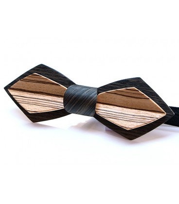 Bow tie in wood, Nib in Marsh Oak and Zebrano - MELISSAMBRE