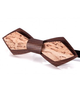 Bow tie in wood, Nib in smokek Larch & mottled Birch - MELISSAMBRE