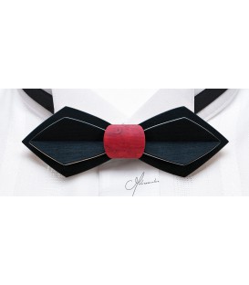 Bow tie in wood, Nib in black & red tinted Maple - MELISSAMBRE