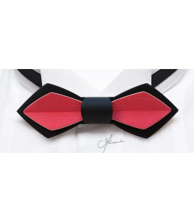 Bow tie in wood, Nib in black & fuschia tinted Maple - MELISSAMBRE