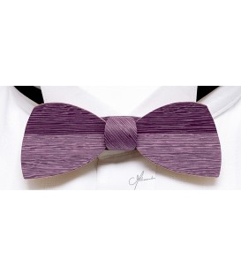 Bow tie in wood, Half-moon in lilac tinted Koto - MELISSAMBRE