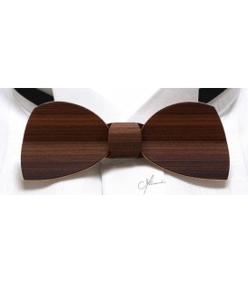 Bow tie in wood, Half-moon in smoked Larch - MELISSAMBRE
