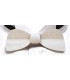 Wooden bow tie, Half-moon in white tinted Movingui - MELISSAMBRE