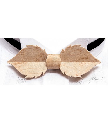 Bow tie in wood, Leaf in pearly Maple - MELISSAMBRE
