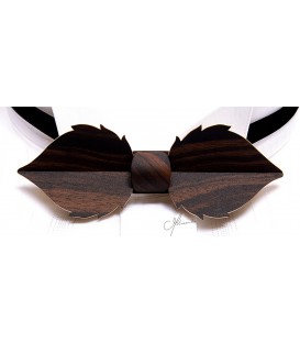 Bow tie in wood, Leaf in dark Macassar Ebony - MELISSAMBRE