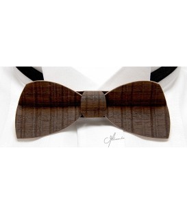 Bow tie in wood, Half-Moon in smoked sawn Eucalyptus - MELISSAMBRE