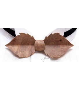 Bow tie in wood, Leaf in Madrona burl - MELISSAMBRE
