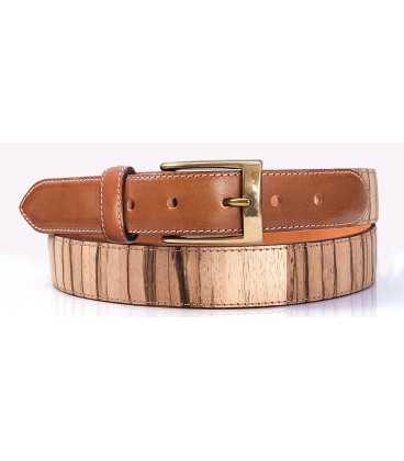 Belt in Wood & Leather, Zebrano, solid brass 30 - MELISSAMBRE