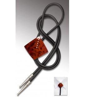 Bolo tie in Snakewood , black leather - MELISSAMBRE