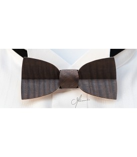 Bow tie in wood, Mellissimo in watered smoked Eucalyptus - MELISSAMBRE