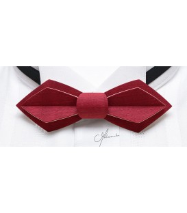 Bow tie in wood, Nib in red tinted Marple - MELISSAMBRE