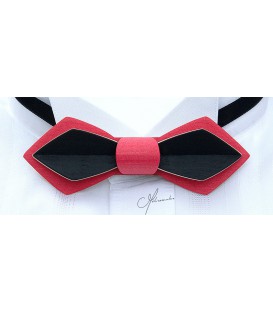 Bow tie in wood, Nib in fuchsia & black tinted Maple - MELISSAMBRE
