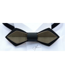 Wooden bow tie, Nib in black & khaki tinted Maple