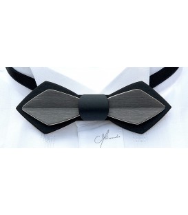 Wooden bow tie, Nib in black & grey tinted Maple - MELISSAMBRE