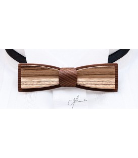 Wooden bow tie, Stretto in smoked Larch & Zebrano - MELISSAMBRE