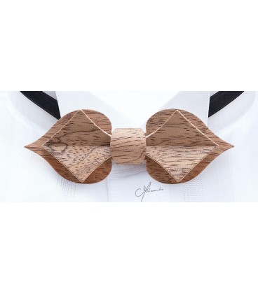 Bow tie in wood, Carte in silvery Bubinga - MELISSAMBRE