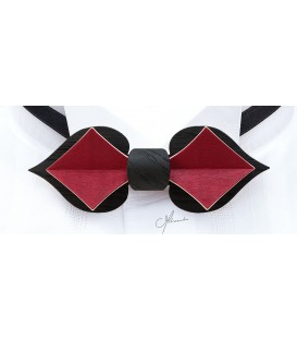Nœud papillon en bois, Carte en Chêne noir & Erable teinté rouge - MELISSAMBRE