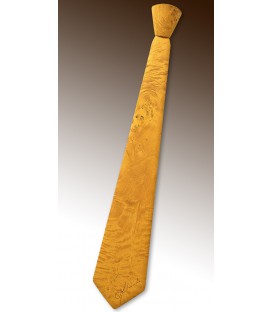 Necktie in wood, yellow tinted Poplar burl