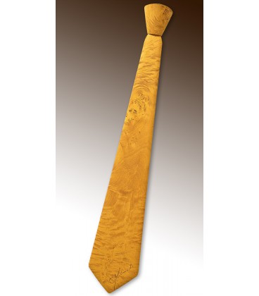 Cravate en bois, loupe de peuplier teinté jaune - MELISSAMBRE