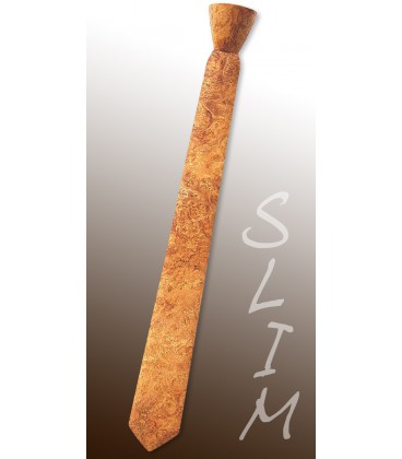 Slim wooden tie, silvery Amboyna burl - MELISSAMBRE