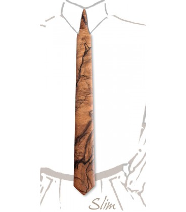 Cravate slim en bois, Noyer ramageux - MELISSAMBRE