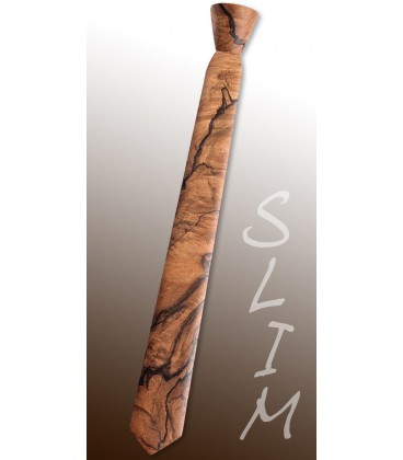 Slim wooden tie, flowered Walnut tree - MELISSAMBRE