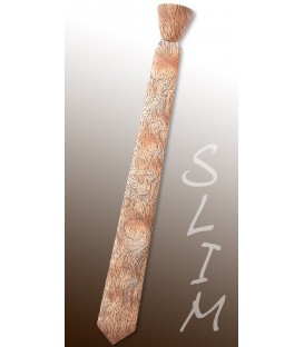 Slim necktie in wood, silvery Bubinga