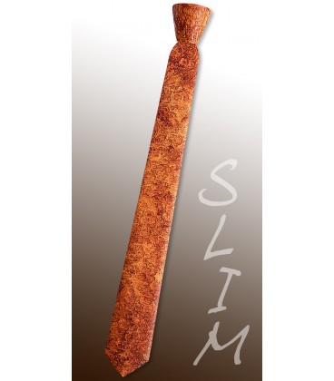 Slim wooden tie, red Amboyna burl - MELISSAMBRE