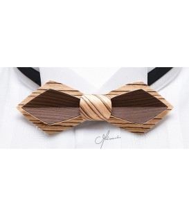 Bow tie in wood, Nib in Zebrano and smoked Larch - MELISSAMBRE