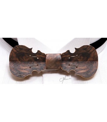 Bow tie in wood, Violin in US Walnut tree burl - MELISSAMBRE