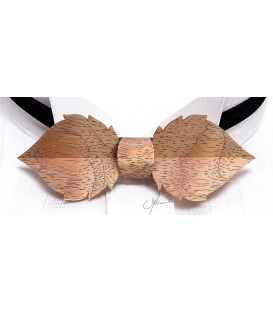 Bow tie in wood, Leaf in silvery Bubinga - MELISSAMBRE