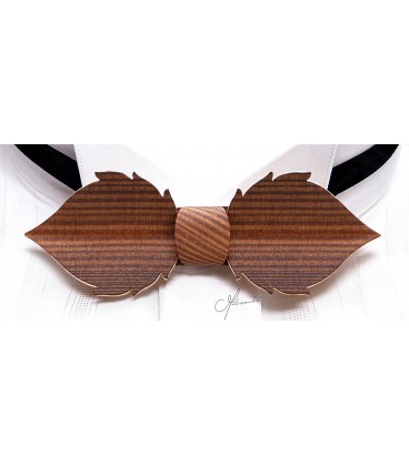 Bow tie in wood, Leaf in smoked Larch - MELISSAMBRE
