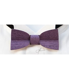 Bow tie in wood, Mellissimo in lilac tinted Koto - MELISSAMBRE