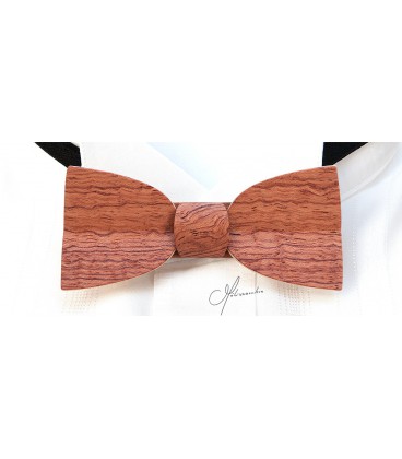 Bow tie in wood, Mellissimo in wavy Bubinga - MELISSAMBRE 