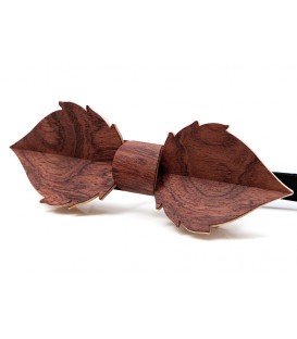 Bow tie in wood, Leaf in Dappled Bubinga - MELISSAMBRE
