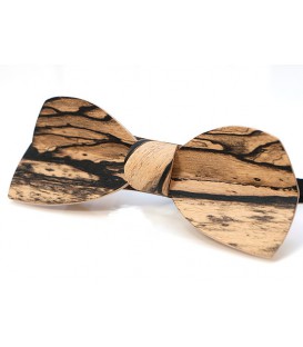 Wooden bow tie, Half-moon in white Ebony
