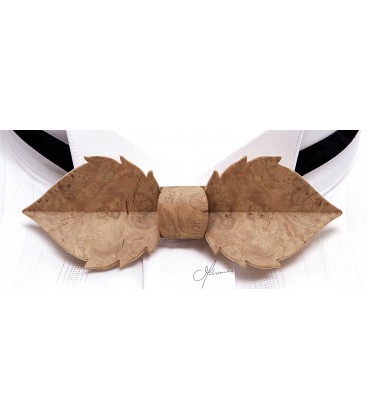 Bow tie in wood, Leaf in Oak burl - MELISSAMBRE
