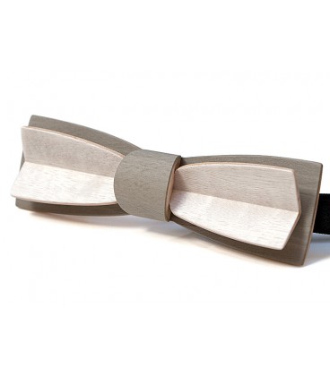 Bow tie in wood, Stretto in grey & white tinted Maple - MELISSAMBRE