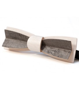 Bow tie in wood, Stretto in white & grey tinted Maple - MELISSAMBRE