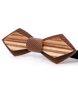Bow tie in wood, Nib in smoked Larch & Zebrano - MELISSAMBRE