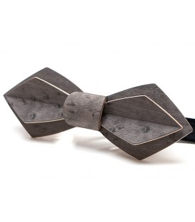 Bow tie in wood, Nid in grey tinted pearly Maple - MELISSAMBRE