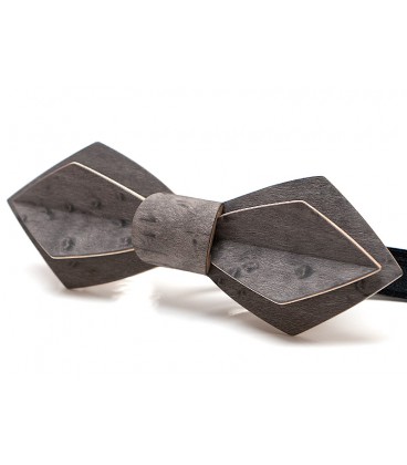 Bow tie in wood, Nid in grey tinted pearly Maple - MELISSAMBRE