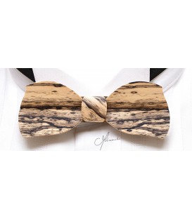 Bow tie in wood, Butterfly in white Ebony - MELISSAMBRE