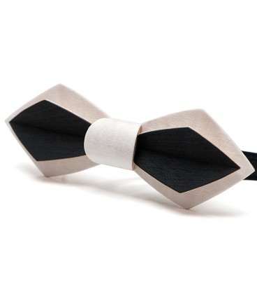 Wood bow tie, Nib in white & black tinted Maple - MELISSAMBRE